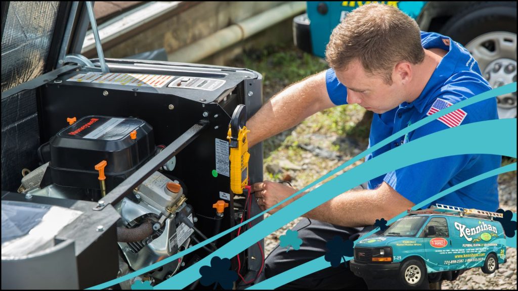 An electrician working on a whole Home generator